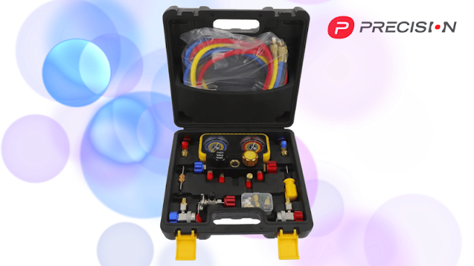 Kit de manómetros de refrigeración Precision de 4 vías con Accesorios | Envíos a todo el país